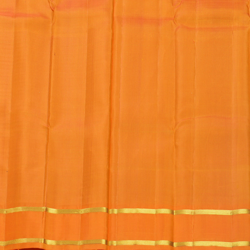 Hayagrivas Handloom Purplish-Blue Kanjivaram Silk Saree with Orange Border KBF607G7-3