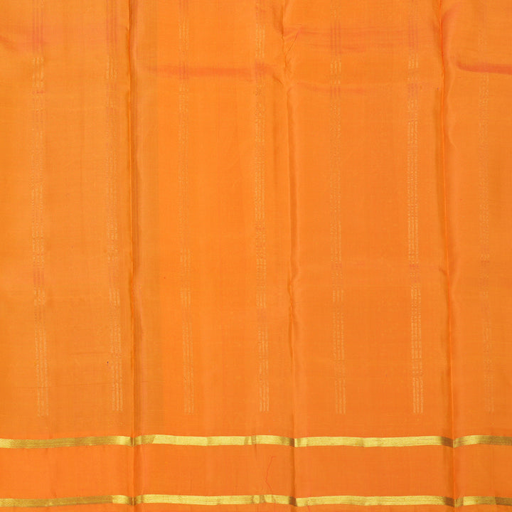 Hayagrivas Handloom Purplish-Blue Kanjivaram Silk Saree with Orange Border KBF607G7-3