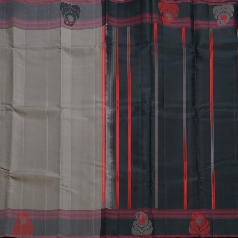Hayagrivas Handloom Elephant Grey Kanjivaram Silk Saree KBF607G9-1