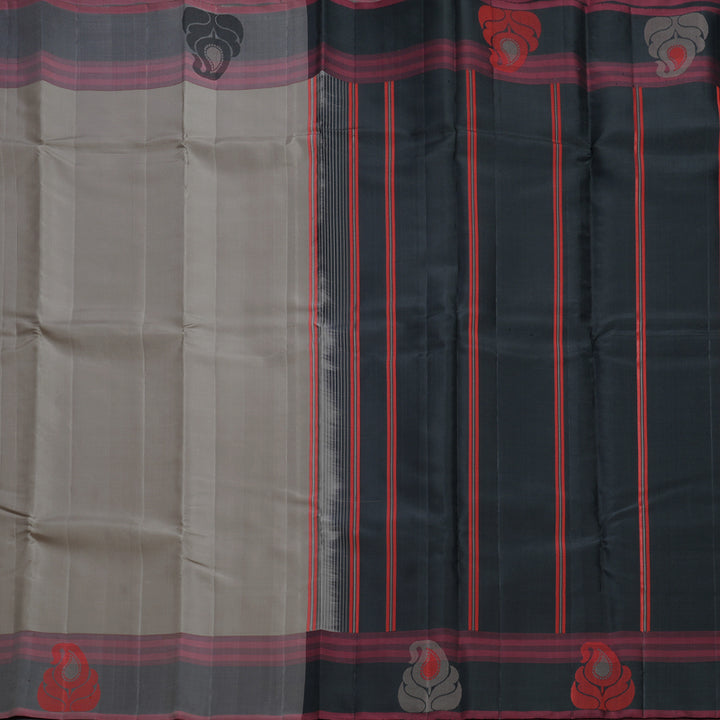 Hayagrivas Handloom Elephant Grey Kanjivaram Silk Saree KBF607G9-1