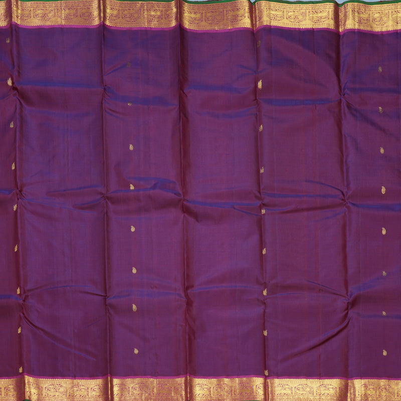 Hayagrivas Handloom Wine Purple Kanjivaram Silk Saree with Magenta Border KBF608G2-1