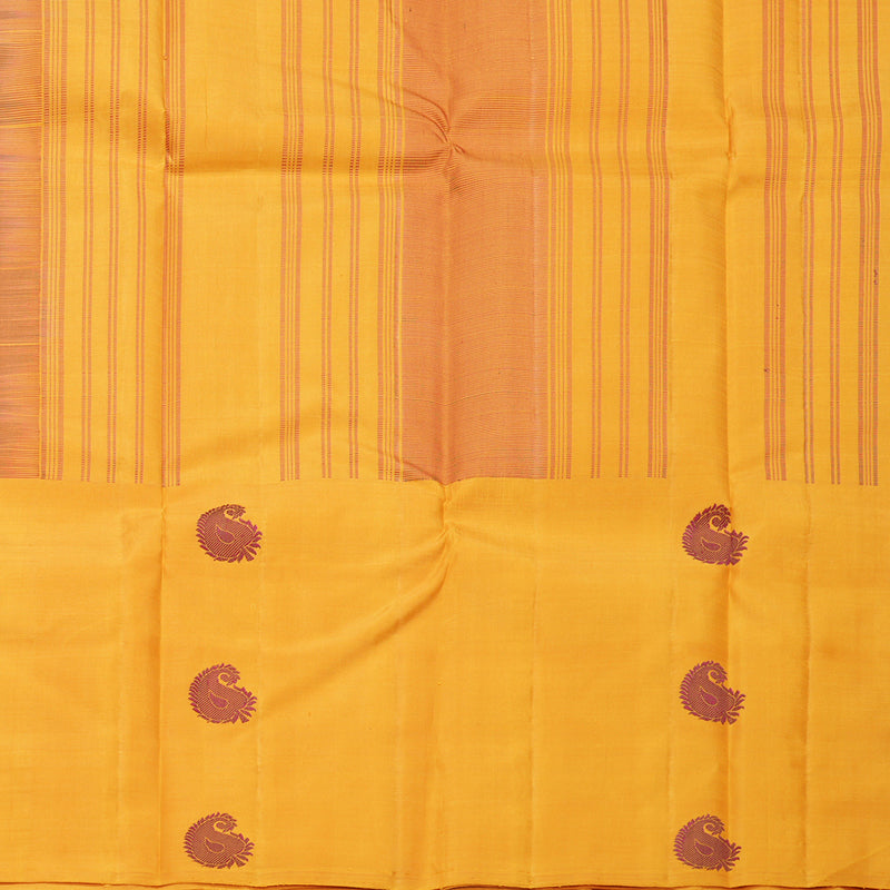 Hayagrivas Handloom Maroon Kanjivaram Silk Saree with Mustard Yellow Border KBF608G3-1