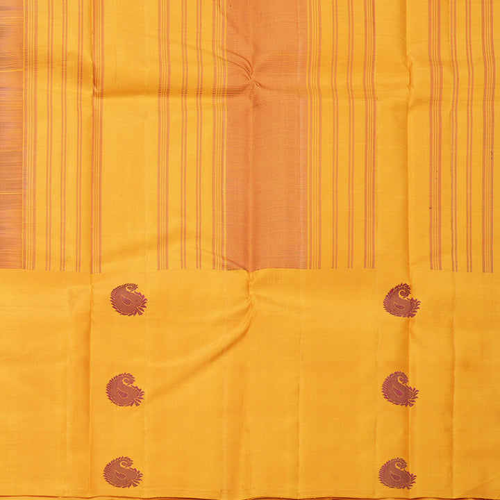Hayagrivas Handloom Maroon Kanjivaram Silk Saree with Mustard Yellow Border KBF608G3-1