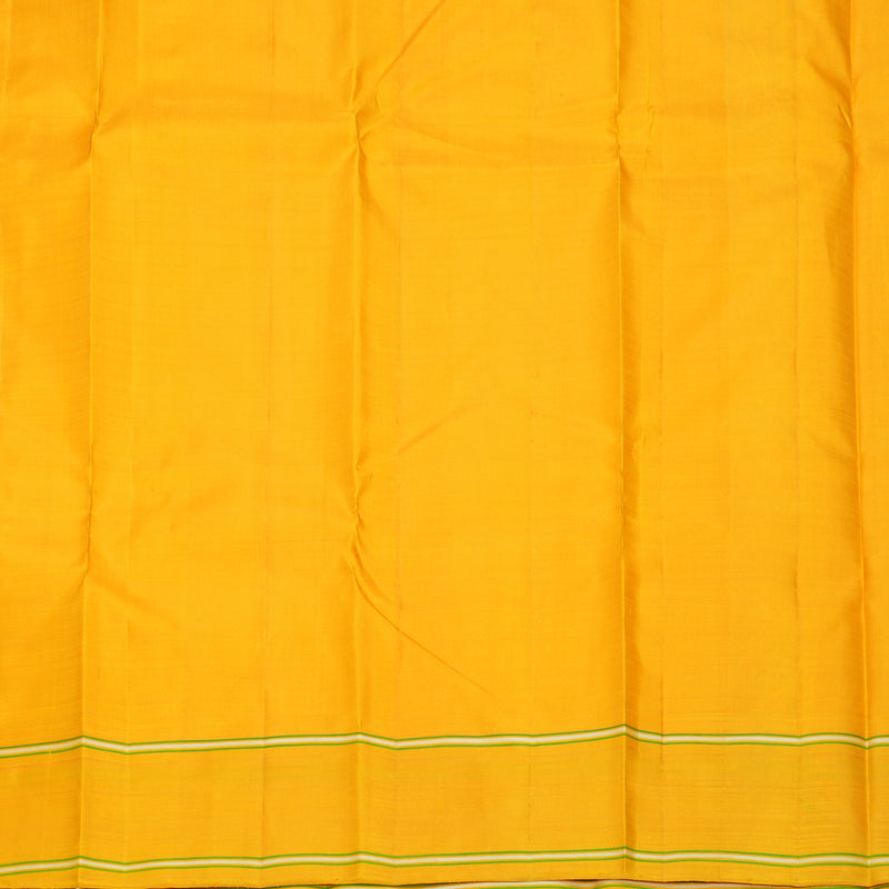 Hayagrivas Handloom Half-White Kanjivaram Silk Saree with Mustard Yellow Border KBF608G4-1