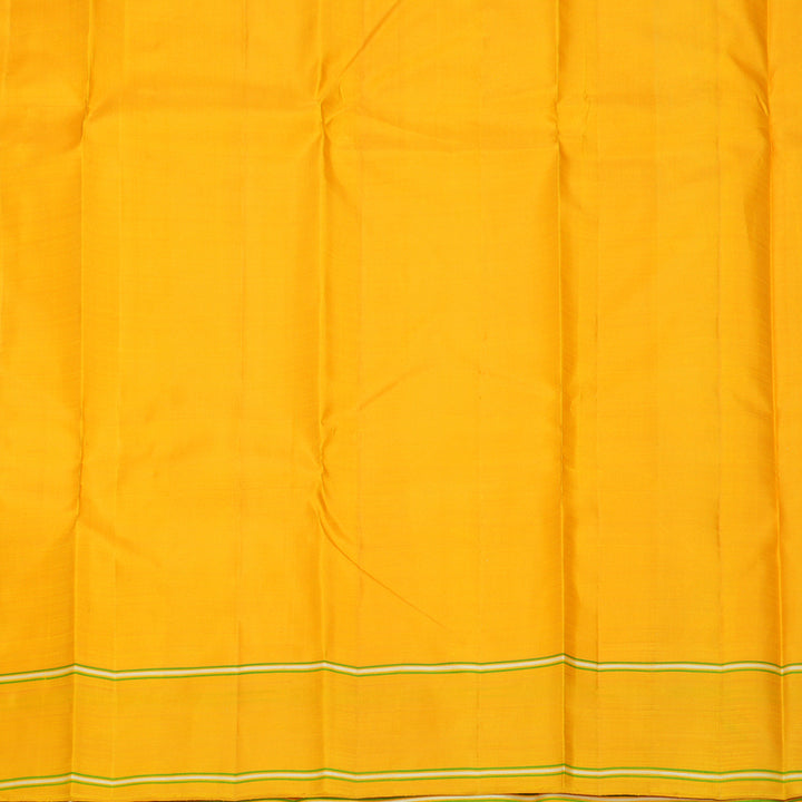 Hayagrivas Handloom Half-White Kanjivaram Silk Saree with Mustard Yellow Border KBF608G4-1