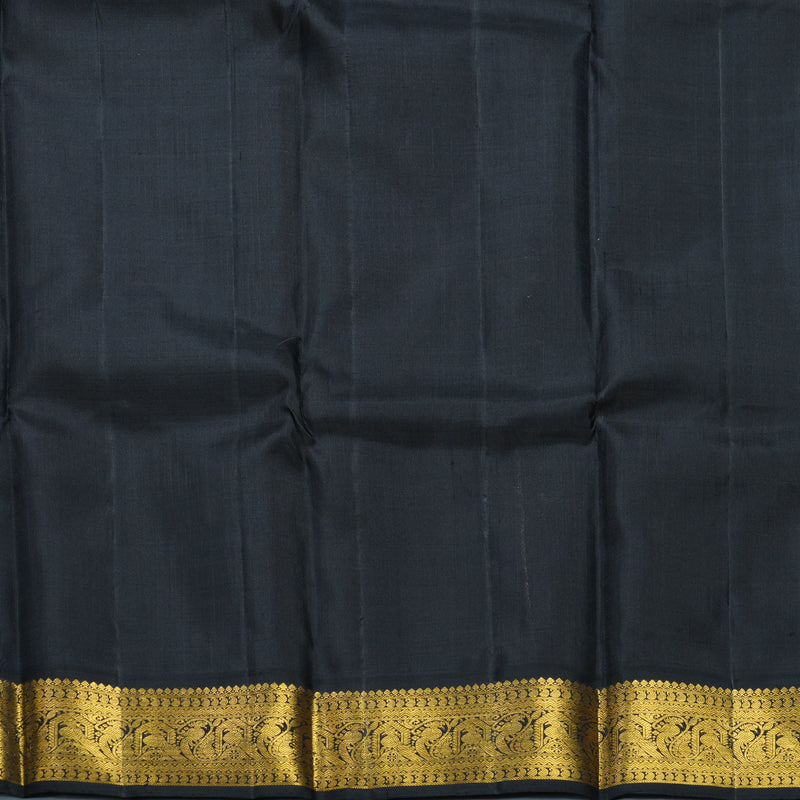 Hayagrivas Handloom Mambazham Orange Kanjivaram Silk Saree with Black Border KBF608G4-3