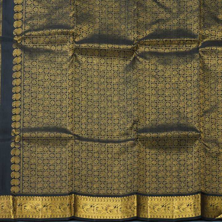 Hayagrivas Handloom Mambazham Orange Kanjivaram Silk Saree with Black Border KBF608G4-3