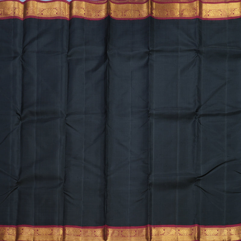 Hayagrivas Handloom Black Kanjivaram Silk Saree with Maroon Border KBF608G4-4