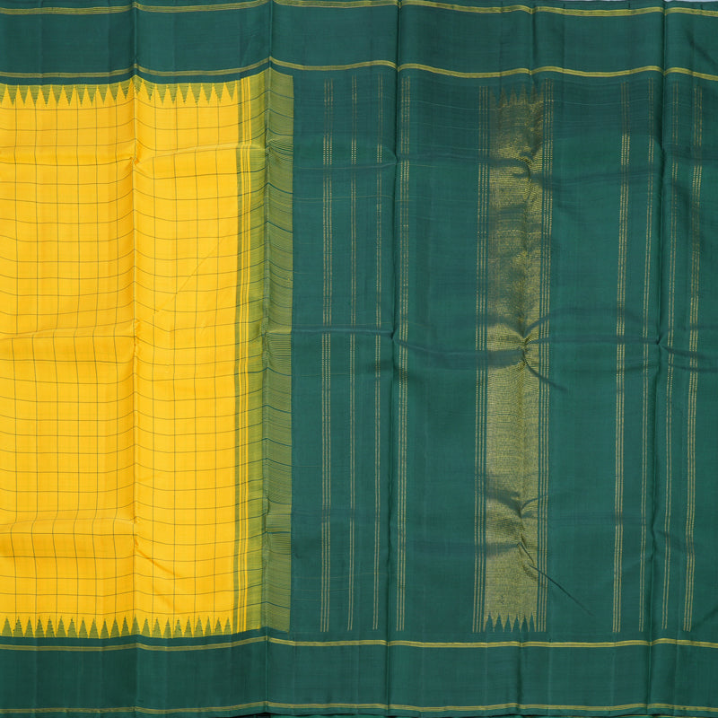 Hayagrivas Handloom Yellow Kanjivaram Silk Saree with Bottle Green Border KBF608G4-5