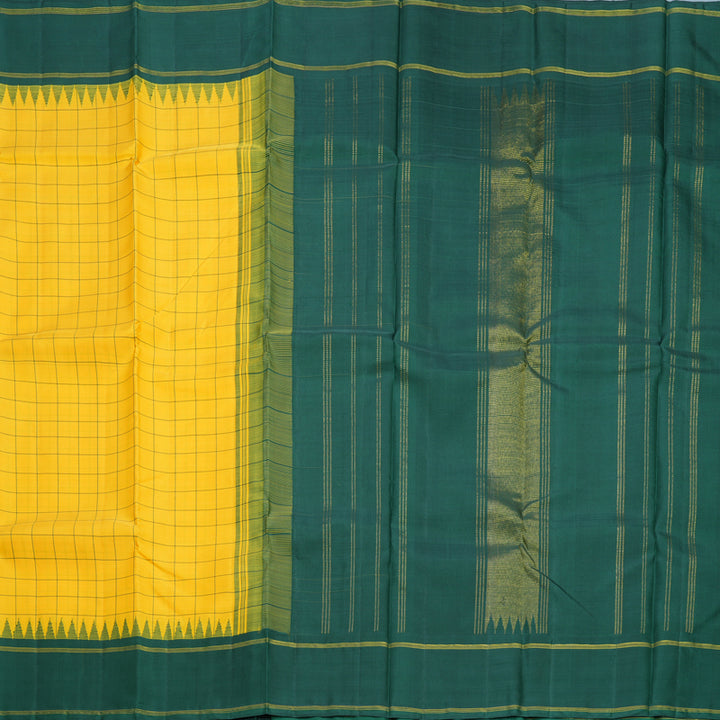 Hayagrivas Handloom Yellow Kanjivaram Silk Saree with Bottle Green Border KBF608G4-5