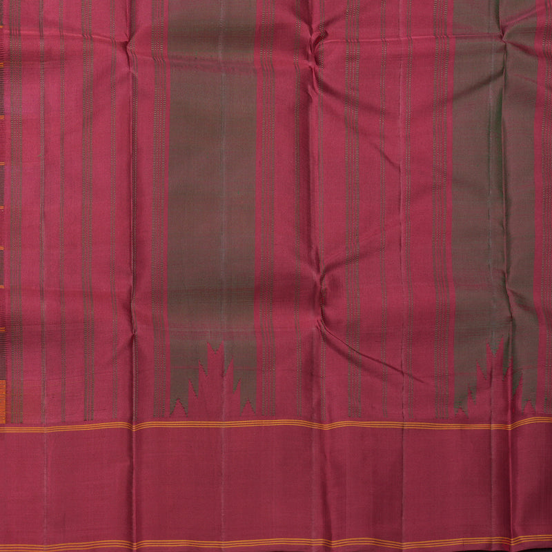 Hayagrivas Handloom Multicolour Checks Kanjivaram Silk Saree with Maroon Border KBF608G4-6