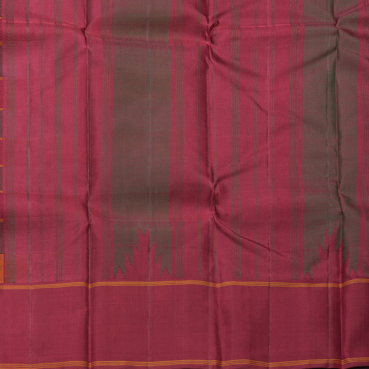 Hayagrivas Handloom Multicolour Checks Kanjivaram Silk Saree with Maroon Border KBF608G4-6