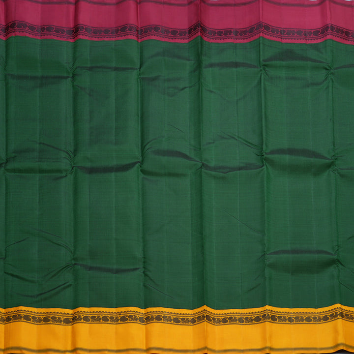 Hayagrivas Handloom Bottle Green Kanjivaram Silk Saree with Ganga Jamuna Border KBF608G5-1