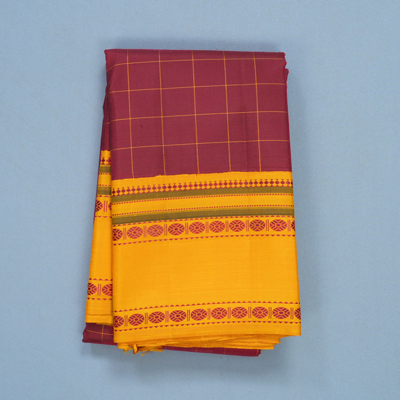 Hayagrivas Handloom Maroon Kanjivaram Silk Saree with Turmeric Yellow Border KBF608G5-2