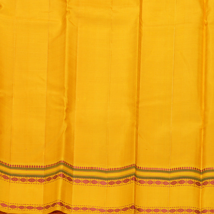 Hayagrivas Handloom Maroon Kanjivaram Silk Saree with Turmeric Yellow Border KBF608G5-2