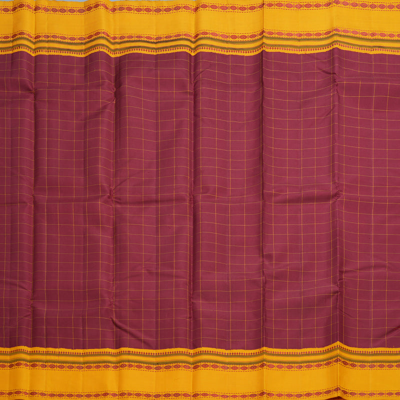 Hayagrivas Handloom Maroon Kanjivaram Silk Saree with Turmeric Yellow Border KBF608G5-2