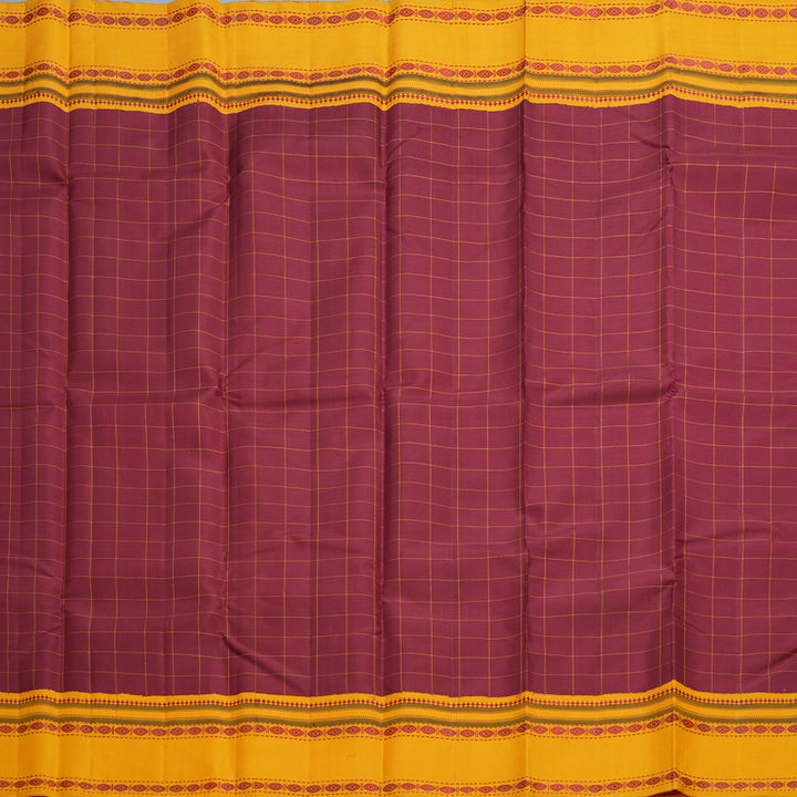 Hayagrivas Handloom Maroon Kanjivaram Silk Saree with Turmeric Yellow Border KBF608G5-2