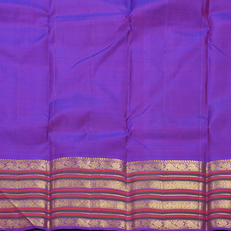 Hayagrivas Handloom Grey Kanjivaram Silk Saree with Purple Border KBF608G6-1
