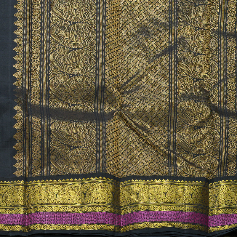 Hayagrivas Handloom Beige Kanjivaram Silk Saree with Black Border KBF608G6-2