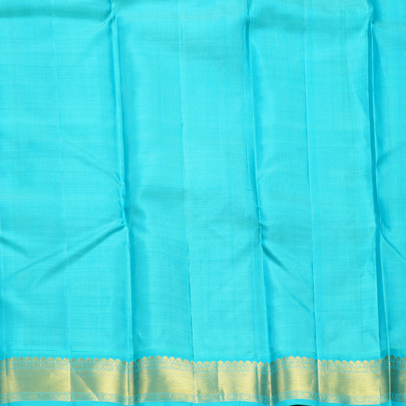 Hayagrivas Handloom Multicolour Checks Kanjivaram Silk Saree with Sky Blue Border KBF608G6-3