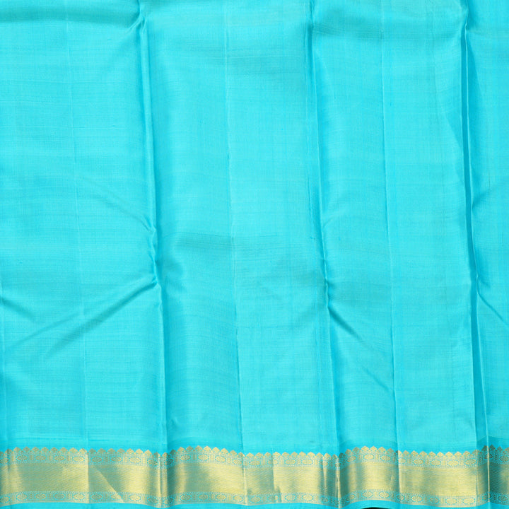 Hayagrivas Handloom Multicolour Checks Kanjivaram Silk Saree with Sky Blue Border KBF608G6-3