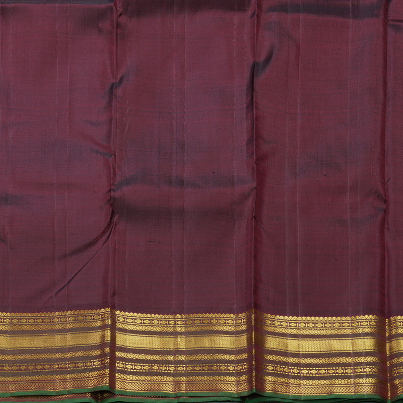 Hayagrivas Handloom Burnt Orange (Carpet Checks) Kanjivaram Silk Saree KBF608G7-1