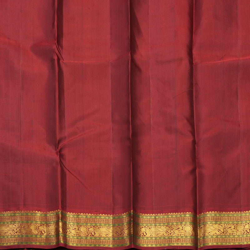 Hayagrivas Handloom Yellowish-Peach Kanjivaram Silk Saree with Ganga Jamuna Border KBF609G2-1