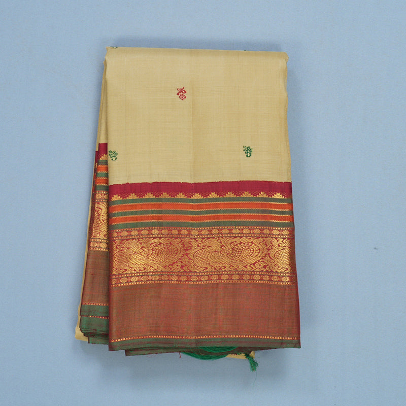 Hayagrivas Handloom Sandal Kanjivaram Silk Saree with Red Border KBF609G3-1