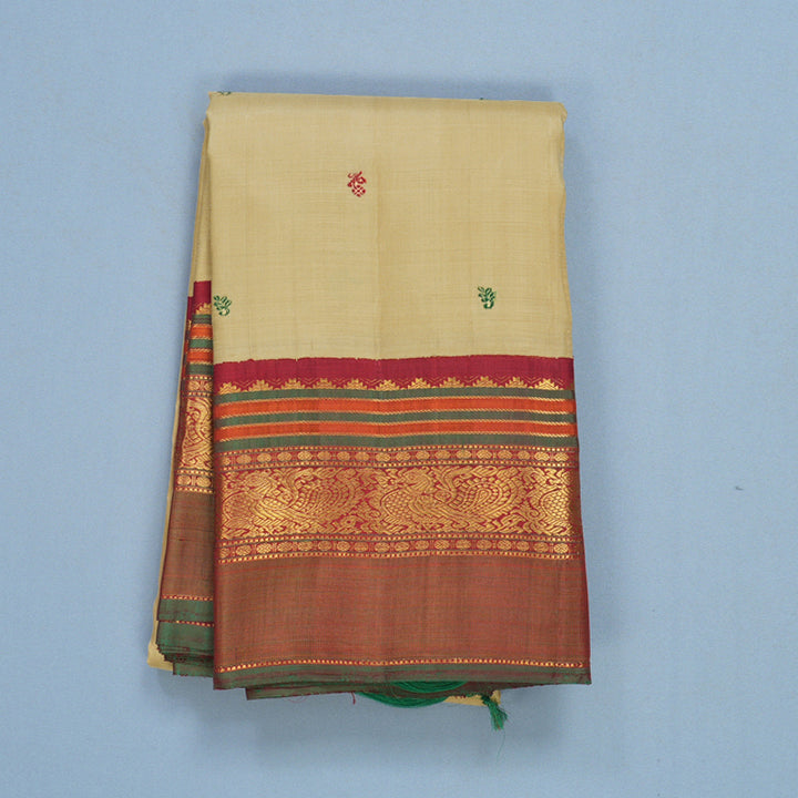 Hayagrivas Handloom Sandal Kanjivaram Silk Saree with Red Border KBF609G3-1