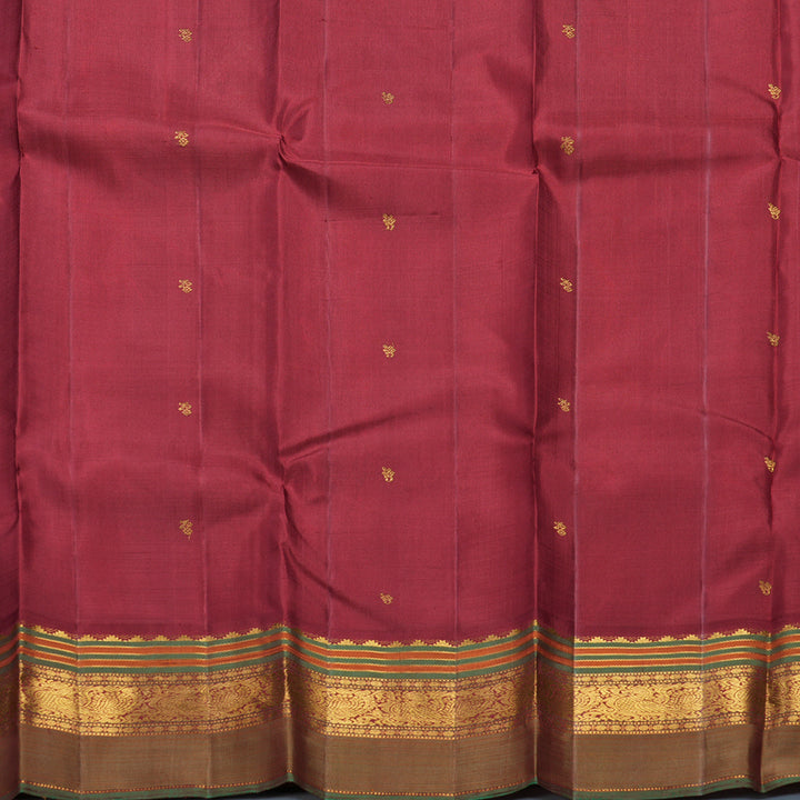 Hayagrivas Handloom Sandal Kanjivaram Silk Saree with Red Border KBF609G3-1
