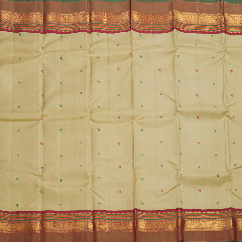 Hayagrivas Handloom Sandal Kanjivaram Silk Saree with Red Border KBF609G3-1