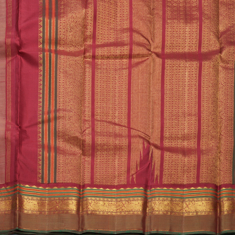 Hayagrivas Handloom Sandal Kanjivaram Silk Saree with Red Border KBF609G3-1