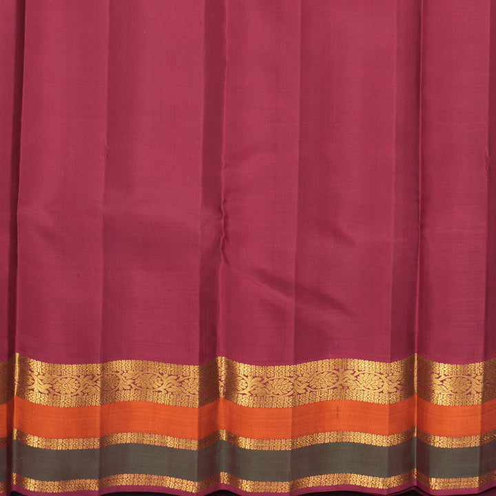 Hayagrivas Handloom Half-White Kanjivaram Silk Saree with Rust Orange &amp; Manthalir Border KBF609G4-1