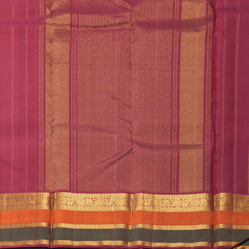 Hayagrivas Handloom Half-White Kanjivaram Silk Saree with Rust Orange &amp; Manthalir Border KBF609G4-1