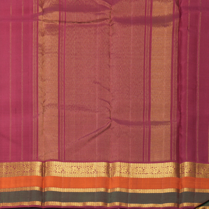 Hayagrivas Handloom Half-White Kanjivaram Silk Saree with Rust Orange &amp; Manthalir Border KBF609G4-1