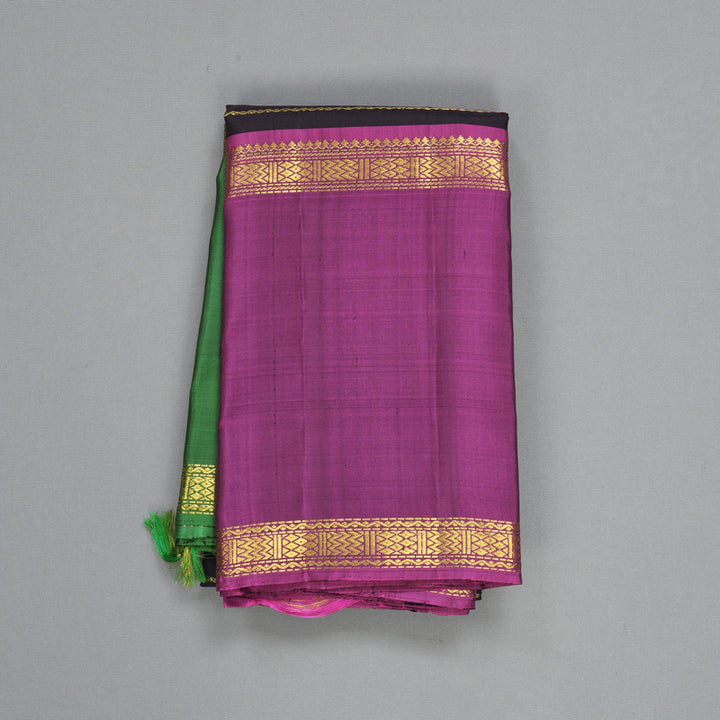 Hayagrivas Handloom Kanchana Brown Kanjivaram Silk Saree with Ganga Jamuna Border KBF609G5-1