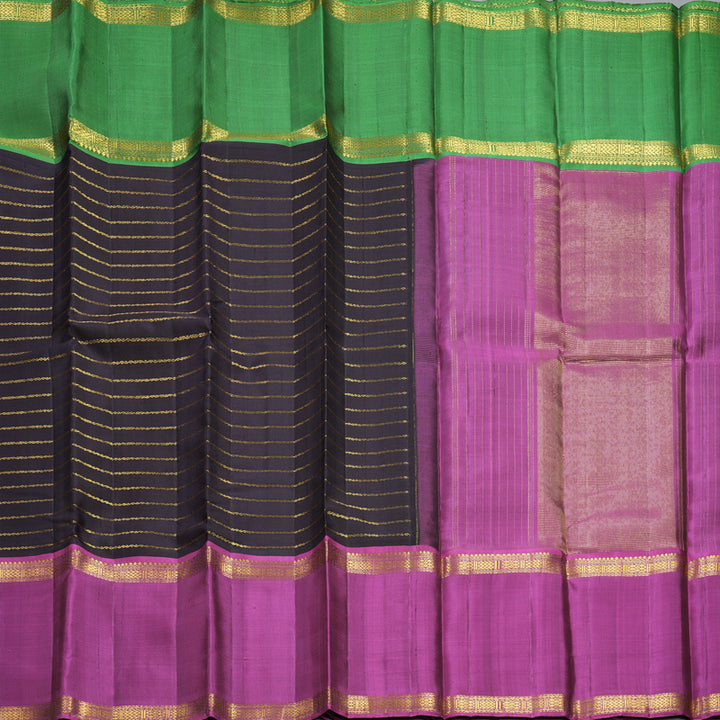 Hayagrivas Handloom Kanchana Brown Kanjivaram Silk Saree with Ganga Jamuna Border KBF609G5-1