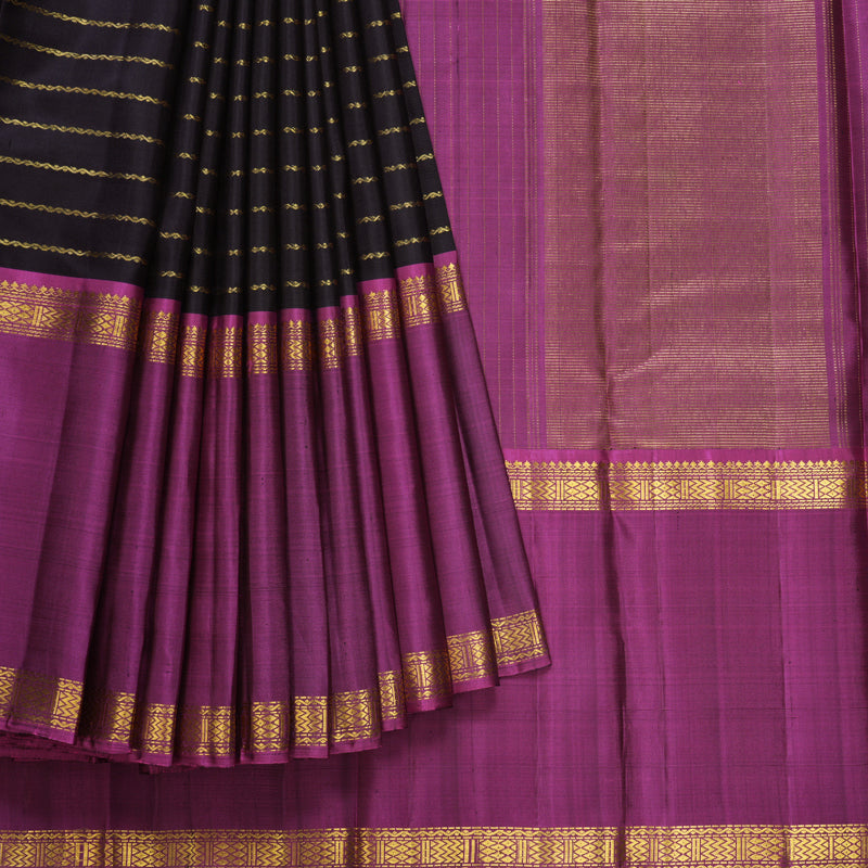 Hayagrivas Handloom Kanchana Brown Kanjivaram Silk Saree with Ganga Jamuna Border KBF609G5-1