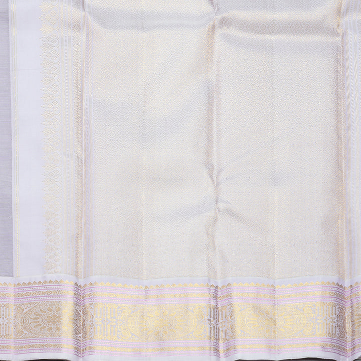Hayagrivas Handloom Dark Brown Kanjivaram Silk Saree with Lilac Border KBF609G6-1