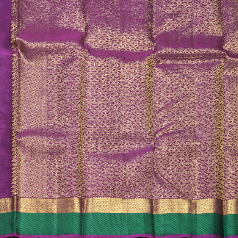 Hayagrivas Handloom Grey Kanjivaram Silk Saree with Bottle Green Border KBF609G7-1