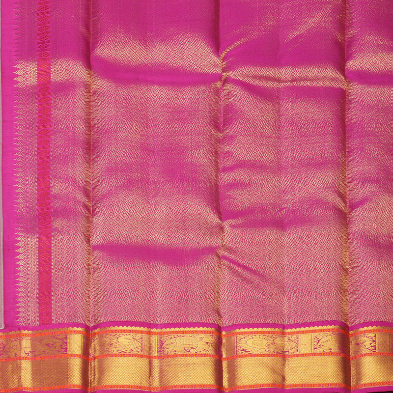 Hayagrivas Handloom Mild Sea Green Kanjivaram Silk Saree with Pink Border KBF609G8-1