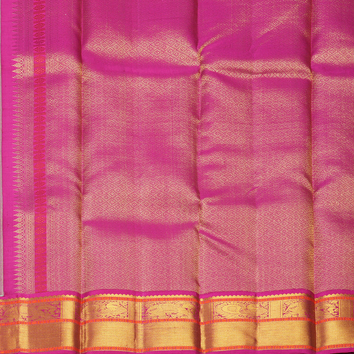 Hayagrivas Handloom Mild Sea Green Kanjivaram Silk Saree with Pink Border KBF609G8-1