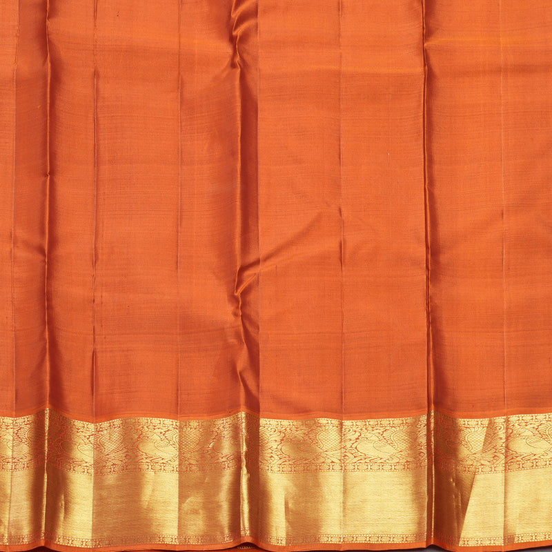 Hayagrivas Handloom Cream Kanjivaram Silk Saree with Rust Orange Border KBF609G9-1