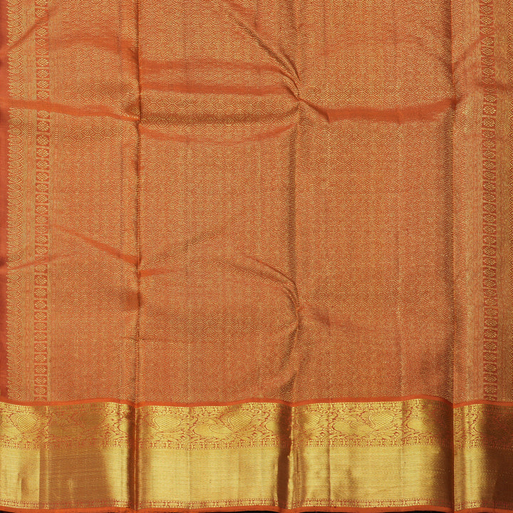 Hayagrivas Handloom Cream Kanjivaram Silk Saree with Rust Orange Border KBF609G9-1