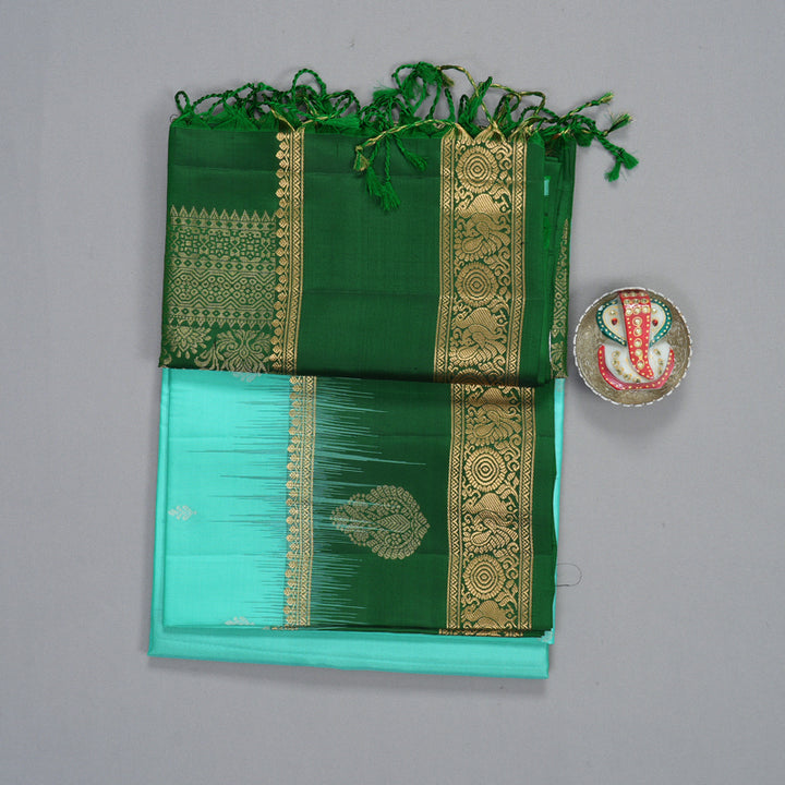 Hayagrivas Mint Green Handloom Soft Silk Saree KBF60D1-3