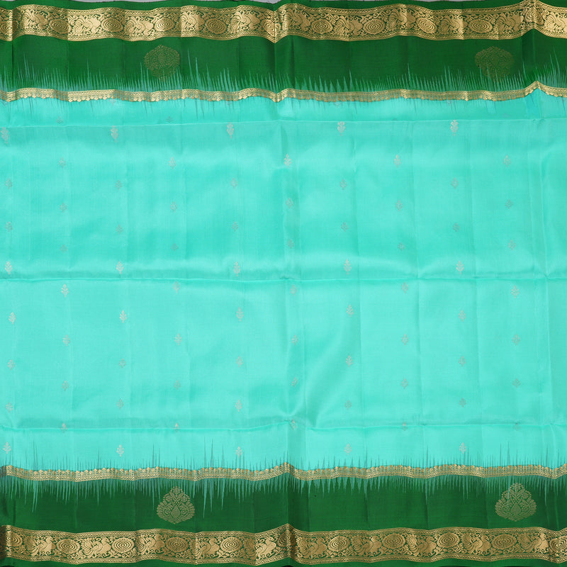 Hayagrivas Mint Green Handloom Soft Silk Saree KBF60D1-3