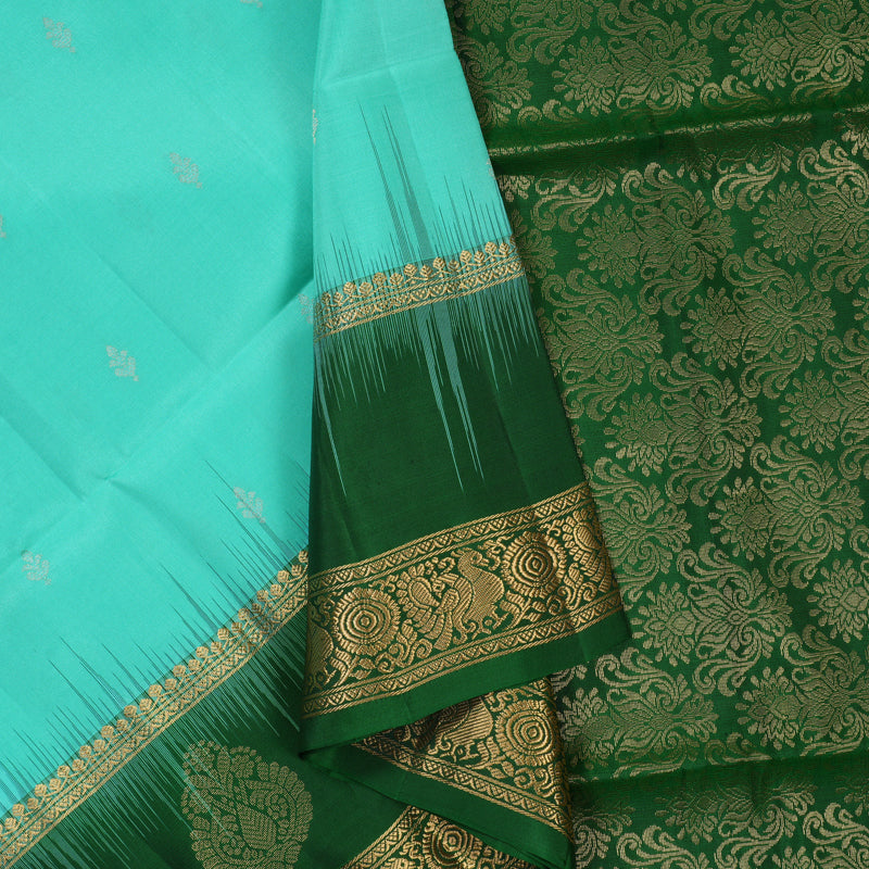 Hayagrivas Mint Green Handloom Soft Silk Saree KBF60D1-3