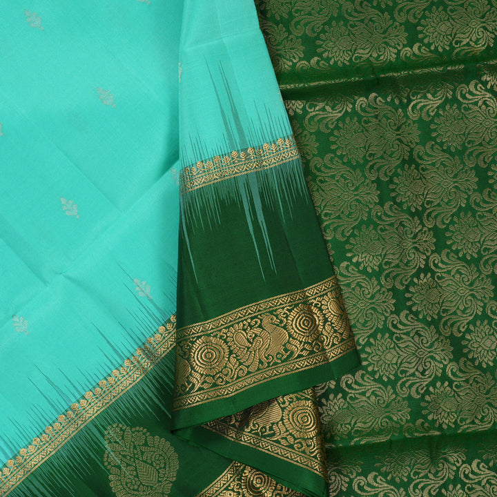 Hayagrivas Mint Green Handloom Soft Silk Saree KBF60D1-3
