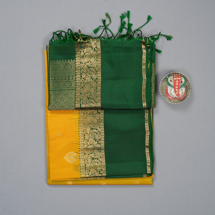 Hayagrivas Yellow Handloom Soft Silk Saree KBF60D4-2