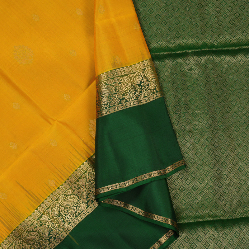 Hayagrivas Yellow Handloom Soft Silk Saree KBF60D4-2
